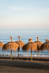 Malaga beach front umbrellas