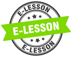 e-lesson stamp. e-lesson label on transparent background. round sign