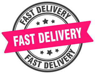 Obraz premium fast delivery stamp. fast delivery label on transparent background. round sign