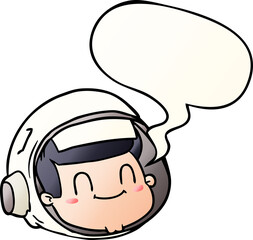 cartoon astronaut face and speech bubble in smooth gradient style