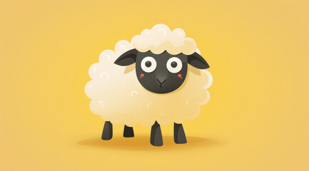 Sheep, illustration and digital art of an animal isolated on a background for poster, post card or printing. Cute, creative and drawing of a cartoon character for wallpaper, canvas and decoration