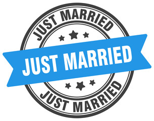 just married stamp. just married label on transparent background. round sign