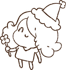 Festive Woman Charcoal Drawing