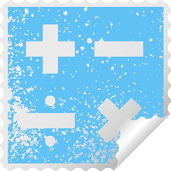 Fototapeta premium distressed square peeling sticker symbol math symbols