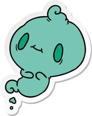 sticker cartoon of a kawaii cute ghost