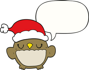 cute christmas owl and speech bubble