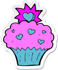 sticker of a cartoon love heart cupcake