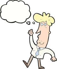 cartoon office man with thought bubble