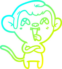 cold gradient line drawing crazy cartoon monkey