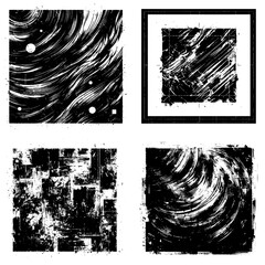 Grunge Quadrants: An Illustration Featuring Four Black and White Textured Squares, Evoking Rawness and Contrast in Monochrome Harmony.