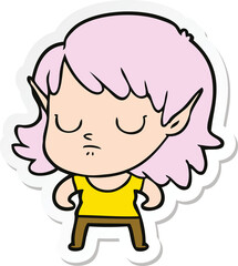 sticker of a cartoon elf girl
