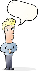 cartoon arrogant man with speech bubble