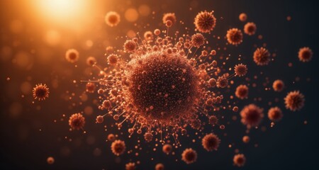 Viral particles in motion, a microscopic view of a pandemic - obrazy, fototapety, plakaty