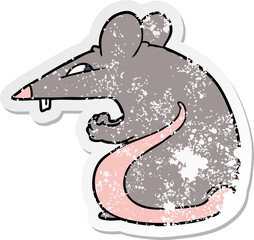 distressed sticker of a sly cartoon rat