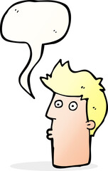 cartoon surprised man with speech bubble