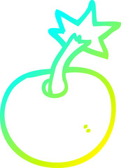 cold gradient line drawing round cartoon bomb