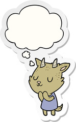 cartoon goat and thought bubble as a printed sticker