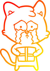 warm gradient line drawing cartoon cat