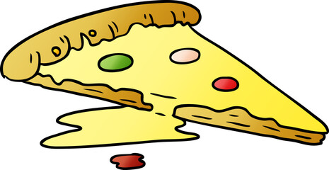 gradient cartoon doodle of a slice of pizza