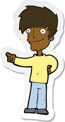 sticker of a cartoon man pointing