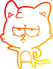 warm gradient line drawing bored cartoon cat