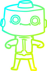 cold gradient line drawing cartoon robot