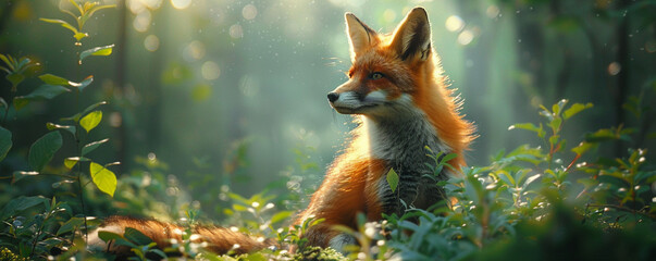 Innocent fox amidst the wild a twist on cunning nature - obrazy, fototapety, plakaty