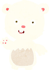 cartoon waving polar bear cub