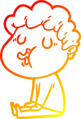 warm gradient line drawing cartoon man singing