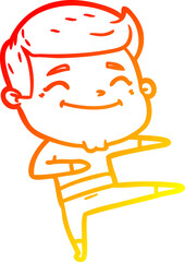 warm gradient line drawing happy cartoon man dancing