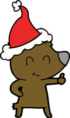 female bear line drawing of a wearing santa hat