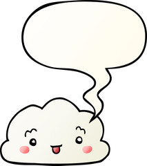 cartoon cloud and speech bubble in smooth gradient style