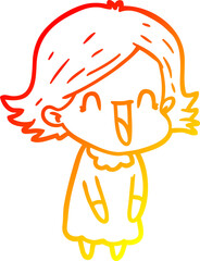 warm gradient line drawing cartoon happy woman