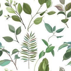 Seamless pattern with leaves. Vector illustration.