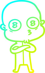 cold gradient line drawing cartoon weird bald spaceman