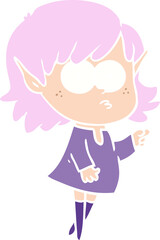 flat color style cartoon elf girl pointing