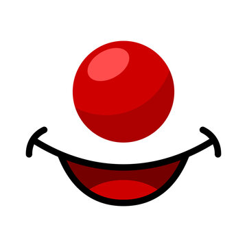 Clown red nose and mouth smile. Clown face on white background suit for face mask design or others product. Vector illustration