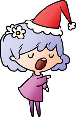 christmas gradient cartoon of kawaii girl