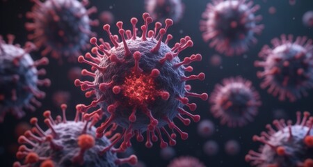 Fototapeta na wymiar Viral Infection - A microscopic view of a virus in action