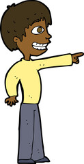 cartoon grinning boy pointing
