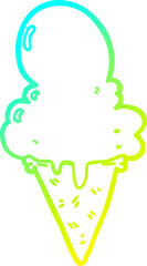 cold gradient line drawing cartoon ice cream