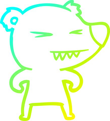 cold gradient line drawing angry polar bear cartoon