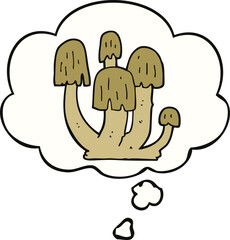 cartoon mushrooms and thought bubble