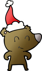 female bear gradient cartoon of a wearing santa hat
