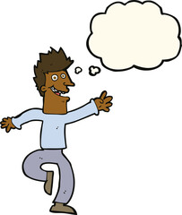 cartoon happy man with thought bubble