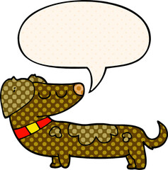 cartoon dog and speech bubble in comic book style