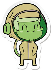 sticker of a happy cartoon astronaut man