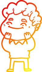 warm gradient line drawing cartoon friendly man