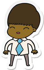 sticker of a happy cartoon boy