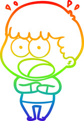 rainbow gradient line drawing cartoon shocked man